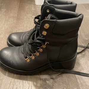 Steve Madden lace up black boots with heel